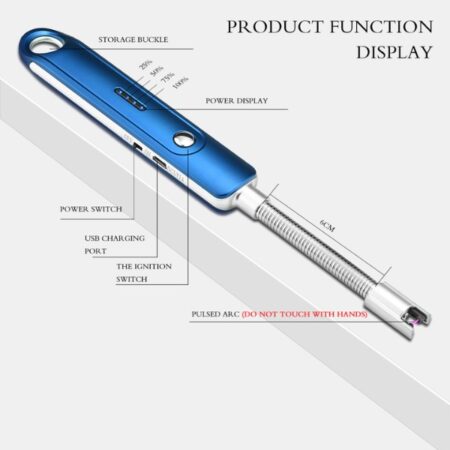Papillon - Lange Elektrische Aansteker - USB Oplaadbaar - Blauw - Afbeelding 4