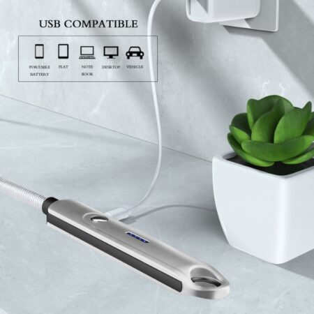 Papillon - Lange Elektrische Aansteker - USB Oplaadbaar - Zilver - Afbeelding 7