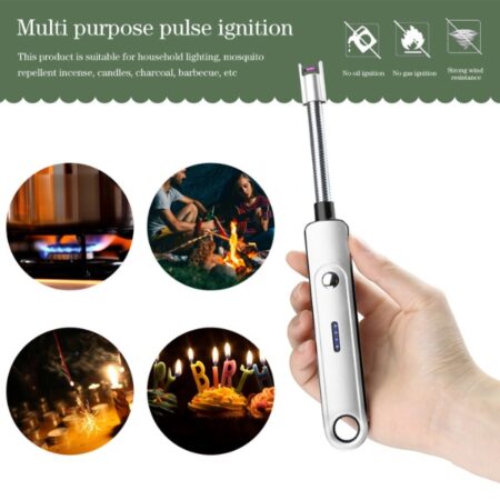 Papillon - Lange Elektrische Aansteker - USB Oplaadbaar - Zilver - Afbeelding 8