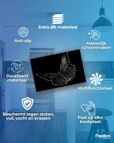 Papillon Inductie Beschermer - Vlinder zwart-wit - Afbeelding 3
