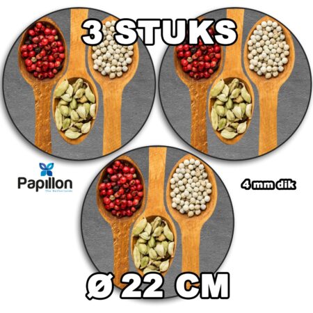 Papillon Pannenonderzetter - 3 stuks - Ø22cm - Houten lepels - Afbeelding 3