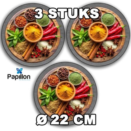 Papillon Pannenonderzetter - 3 stuks - Ø22cm - Kruidenschaal - Afbeelding 3