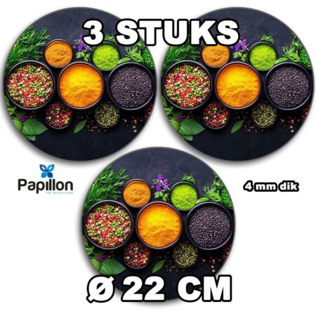 Papillon Pannenonderzetter - 3 stuks - Ø22cm - Kruidenschaaltjes - Afbeelding 3